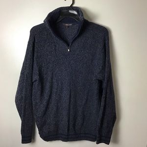 Blue 1/4 zip neck pullover sweater.Wool blend. L